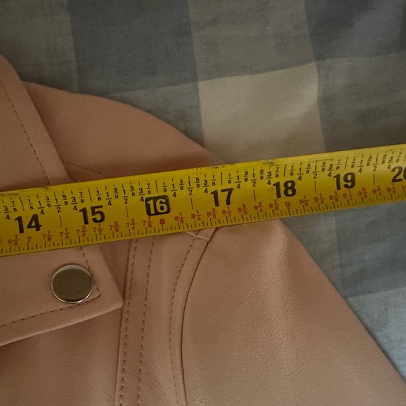 Blu Pepper Pale Pink Vegan Leather Motorcycle Jacket - Picture 6 of 9